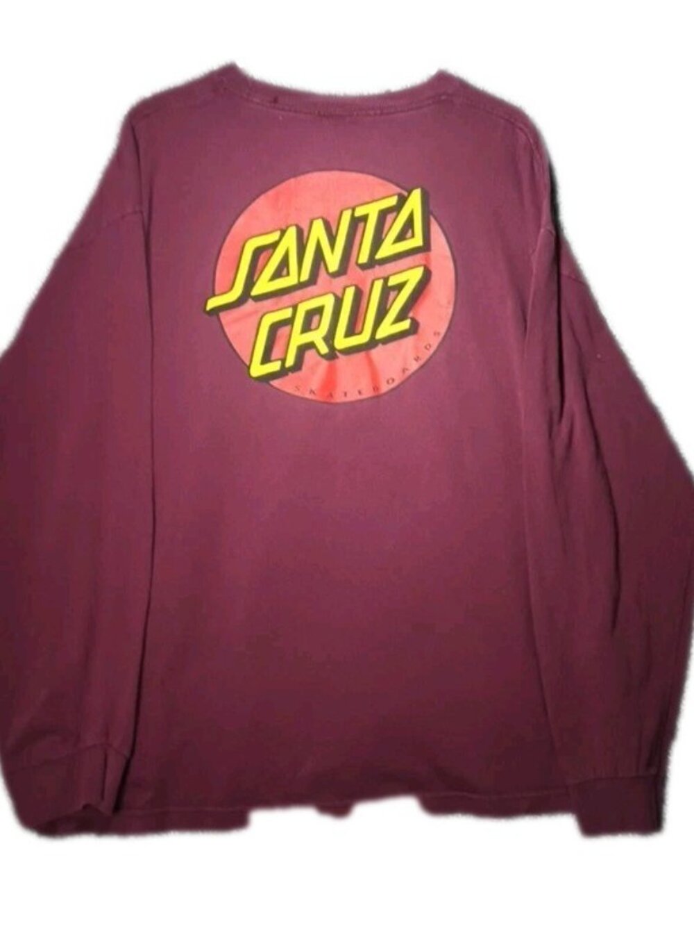 Santa Cruz Classic Dot Long Sleeve T-Shirt 2XL Maroon Skate 2 Sided Graphic Tee